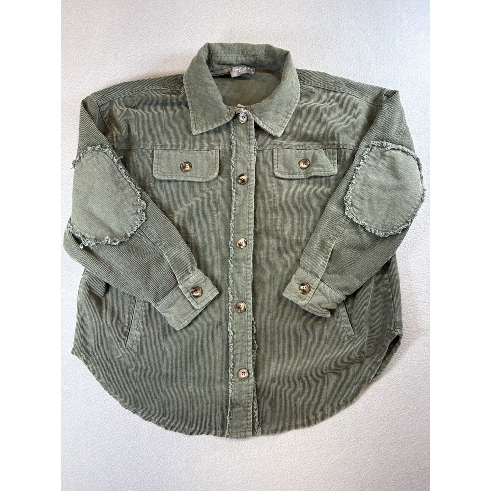 Sweet Lovely by Jen Corduroy‎ Shacket Womens Small Olive Green 100% Cotton